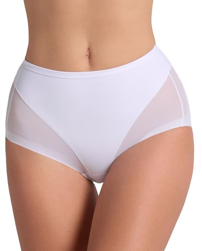 Leonisa Culotte Gainante Taille Haute Invisible avec Tulle pour Femme - Compression Confortable
