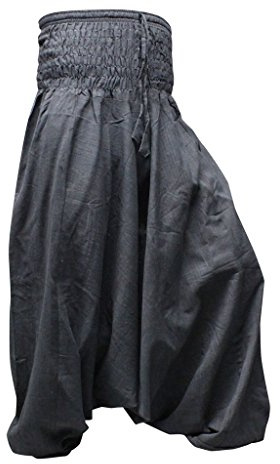 SHOPOHOLIC FASHION Aladdin Harem Pants Boho Baggy Trousers Loose Fit Yoga Hippie Clothes (One Size, Black)