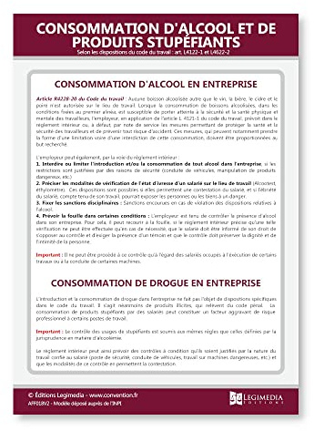 Interdiction de consommation drogue et alcool en entreprise - Panneau d'affichage plastifié - Kit de fixation inclus (pastilles adhésives) - Fabriqué en France
