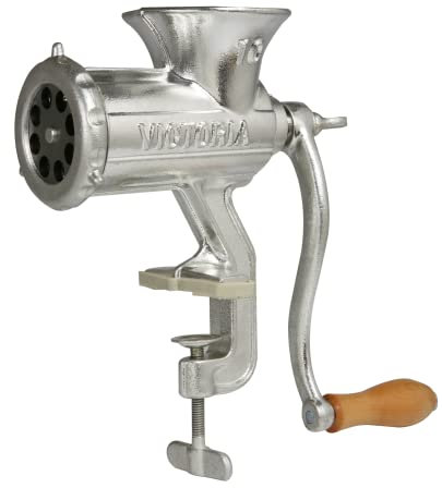 Victoria Manual Meat Grinder, Sausage Maker, Chorizo, Meat Mincer for Sausages, Cast Iron, Number 10, Meat Grinder with Table Clamp