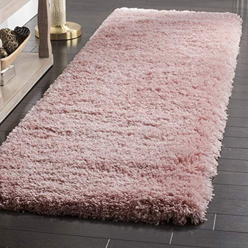 Safavieh Tapis Shag pour Salon, Salle à Manger, Chambre à Coucher - Polar Shag Collection, Tapis à Poil Court, Rose Clair, 69 X 244 cm