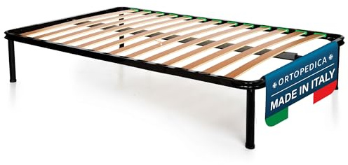 DOLCI SOGNI Rete Una Piazza e Mezza, Rete 120x190 per Letto una Piazza e Mezza, Rete Ortopedica a Doghe in Legno con Struttura Letto 120x190 + 4 Piedi Smontabili, 100% Made in Italy