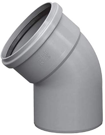 Soil Pipe 45 Degree Bend 110 mm Inlet - Push Fit - Grey - Waste