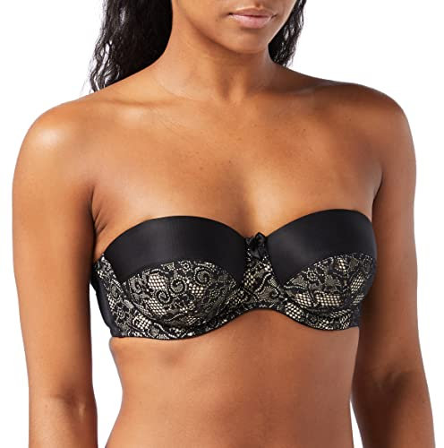 Charnos Women's Superfit Lace Strapless Bra, Black (Black/Nude), 14