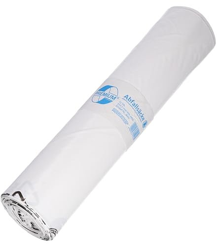 Deiss Premium - Sacchi della spazzatura, bianco o trasparente, da 70 o 120 litri, 120 Liter - Typ 60, bianco, 1