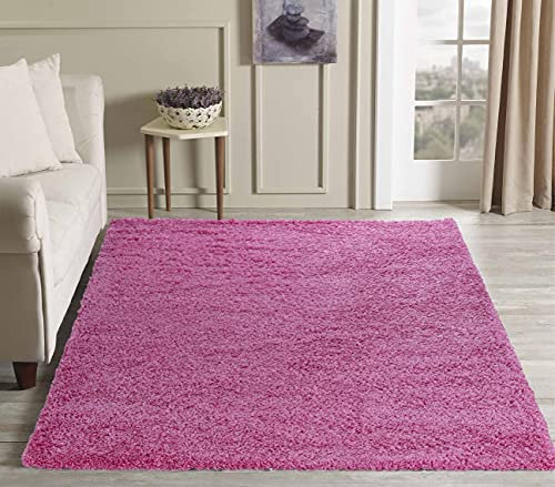 Serdim Rugs Living Room Shaggy Area Rugs, Polypropylene, Pink, 160x230cm(5'3x7'7)
