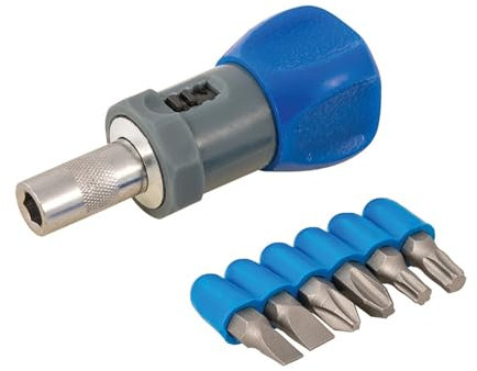 Silverline 250488 Tournevis court à cliquet et 6 embouts 80 mm