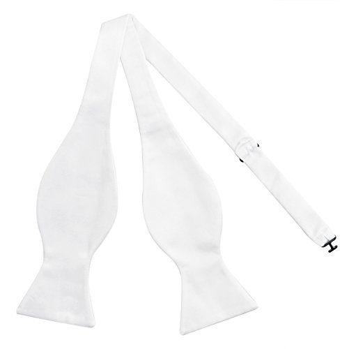 Alizeal Solid Self Bow Tie Woven Bowties for Men, White