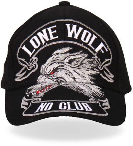 Hot Leathers BCA1030 Lone Wolf Baseballmütze (schwarz)
