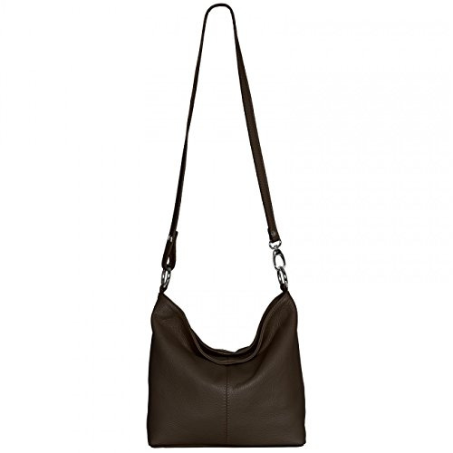 Caspar Damen Ledertasche/Handtasche/Umhänge Tasche/Schultertasche/aus echt Leder MADE IN ITALY - TL645, Farbe:dunkelbraun