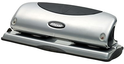 Rexel Precision 425 4 Hole Punch, 25 Sheet Capacity, Paper Alignment Indicator, Metal, Silver/Black, 2100753