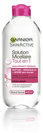 Garnier Mizellen Reinigungswasser All-in-1 für trockene und empfindliche Haut, Maxi-Format, 400 ml, 3 Stück