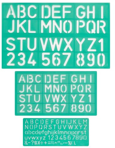 Linex 8500S Schriftschablonen 3-teilig, Standard, Schrifthöhe 10, 20 und 30 mm, Groß-/Kleinbuchstaben, Ziffern, Symbole