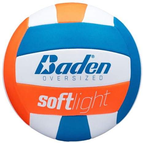 Baden | Softlight VXT2 | No Sting FlexFoam Cover | Youth Oversized Training Volleyball | K-5 Youth Players | 20% Larger + Lighter | Orange/Blue/White | Official Ball of BYOP