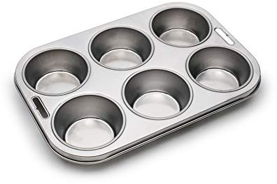 Fox Run 4867 Muffin Pan, 6 Cup, Stainless Steel