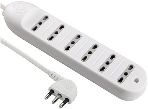 Electraline 62005 Multipresa 6 Posti Bivalenti 10/16A - Cavo 1,5 mt Bianco