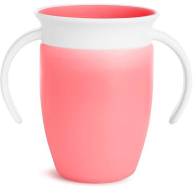 Munchkin Miracle 360ᵒ Trinklernbecher mit Griffen, auslaufsicher, ab 6 Monaten, rosa, 207 ml