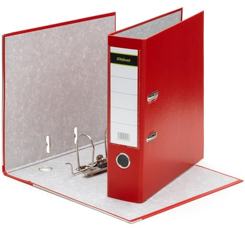 MIDORI Ordner PP-Color aus Kunststoff | 10er Pack Aktenordner 8 cm breit im DIN A4 Format in Breit AO Rot | Breiter Briefordner Ringordner mit austauschbarem Rückenschild