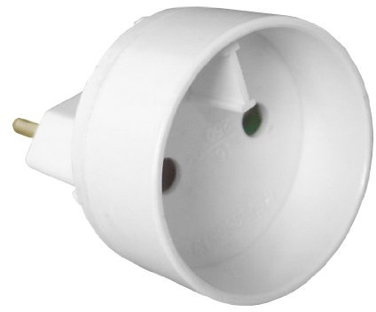 Zenitech - Adattatore / trasformatore elettrico con messa a terra - spina maschio 6A verso presa femmina 16A - Bianco