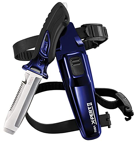 TUSA FK-920 X-Pert II Dive Knife, Blunt Tip, Cobalt Blue