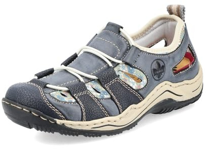 Rieker Women Trainers L0561, Ladies Low-Tops,Removable Insole,Low Shoe,Street Shoes,Leisure,Sporty,Blue (Blau / 14),37 EU / 4 UK