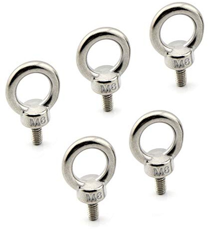 Yasorn Anneau de levage à œil Boulon M6 / 0.24 Vis à filetage mâle en acier inoxydable à levée de poids marine Boulons 5pcs