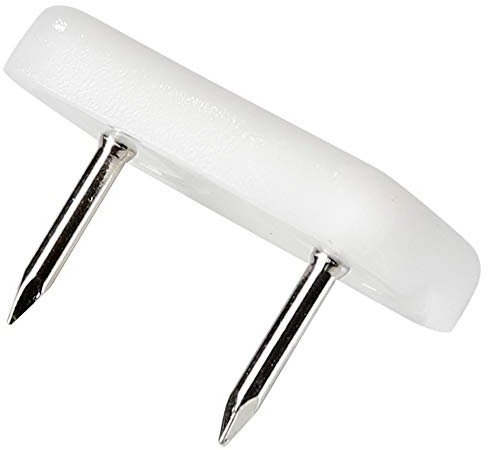 Adsamm® / 32 x Kunststoffgleiter mit 2-Nägel / Weiß / 18x30 mm / rechteckig / Möbelgleiter mit Nagel / Möbel- und Bodengleiter