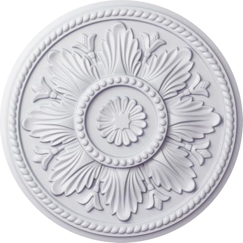 Ekena Millwork CM18ED 18-Inch OD x 5 1/2-Inch ID x 1 3/4-Inch Edinburgh Ceiling Medallion, Primed