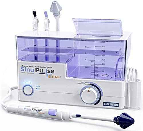 SinuPulse Elite Advanced Nasal Irrigation System with 30 SinuAir Saline Packets, Pulsating Nasal Congestion Relief & Sinus Rinse Machine, More Effective Than Neti Pot or Nose Spray