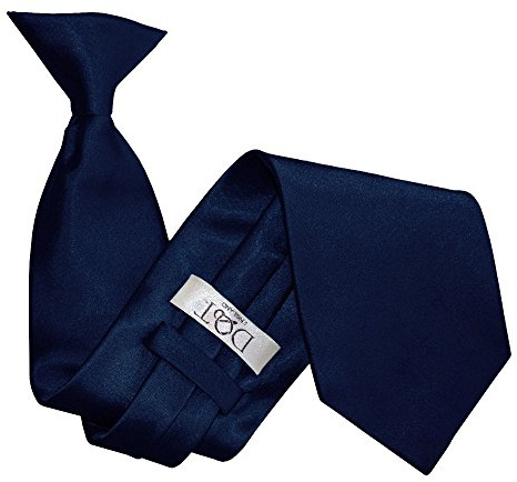 DQT Mens Plain Satin Clip-On Tie - Pre-Tied Necktie for Wedding, Business, Uniform, Security & Formal