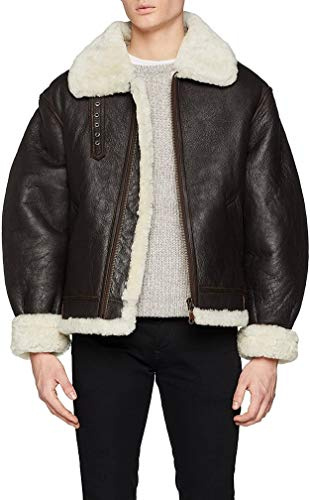 Mil-Tec Mixte Blouson Pilote Us B3 Fourrure D'agneau Veste, Noir, 903 EU