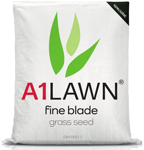 A1 Lawn AM Pro 7 Fine Blade Grass Seed, 5kg (125m2) - Rye-Free Germination Mix for Show Lawns and Fine Gardens for New Lawns & Overseeding - UK Premium Quality DEFRA Approved (AMPRO7)