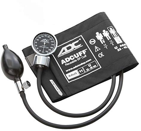 ADC Diagnostix 700 Premium Sfigmomanometro aneroide tascabile professionale con bracciale in nylon per pressione arteriosa Adcuff, Adulto, colore nero