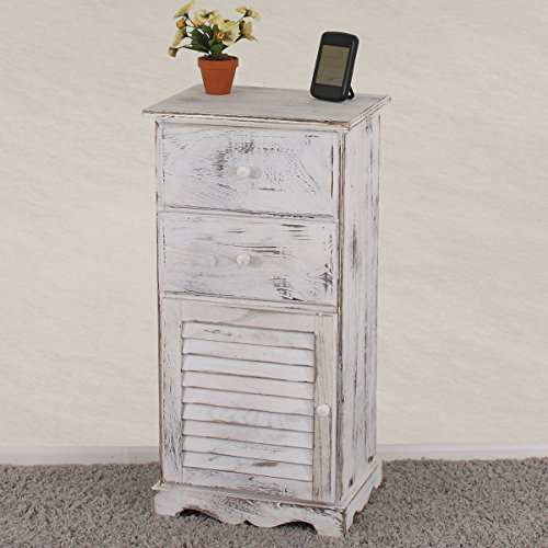 Mendler Kommode Schrank, 81x40x32cm, Shabby-Look, Vintage - weiß