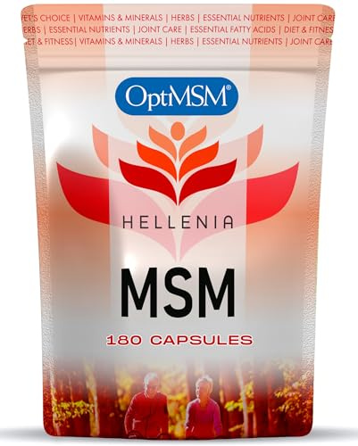 MSM Capsules Using Branded OptiMSM - 180 Capsules | 100% Pure Methyl Sulphonyl Methane | The Purest, Most Researched MSM, No Additives & Non-GMO | Suitable for Vegans