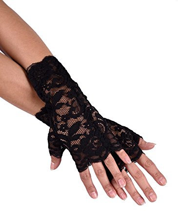 jowiha® Kurze Handstulpen aus Spitze Schwarz Einheitsgröße