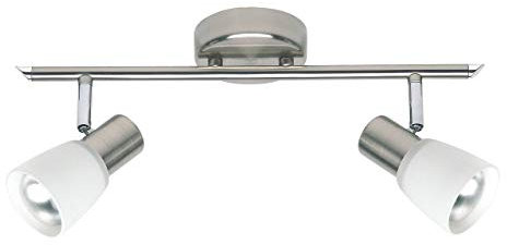 BRILLIANT lampada Luca spot tubo 2 foglie ferro/cromo/bianco | 2x R50, E14, 40W, adatto per lampade a riflettore (non incluse) | Scala da A ++ a E | Testa orientabile