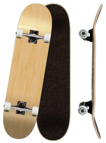Yocaher Professional Complete 7.75 Skateboard w/7Ply Maple Deck, BlackWidow Premium Grip Tape, Aluminum Alloy Truck, ABEC-9 Bearing (Complete - 7.75 - Natural)