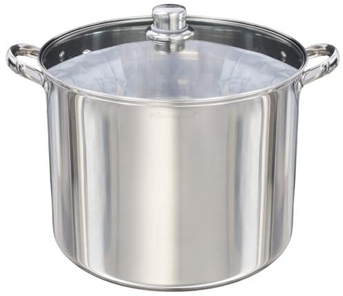 Buckingham Deep Induction Stock Pot with Glass Lid Premium Stainless Steel Multipurpose Large Cooking Pot for Soups Stews (16 litres)
