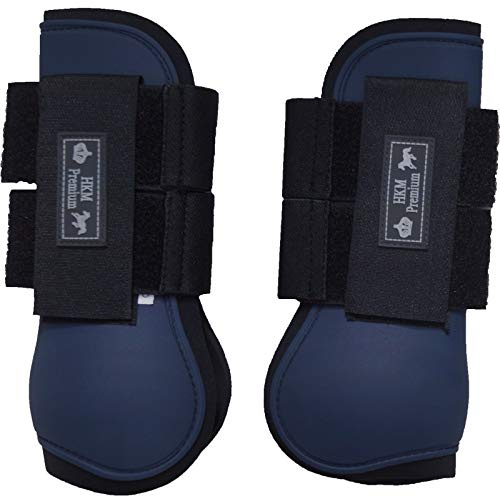 HKM Premium Guêtres pour antérieurs Bleu Foncé/Noir Cheval