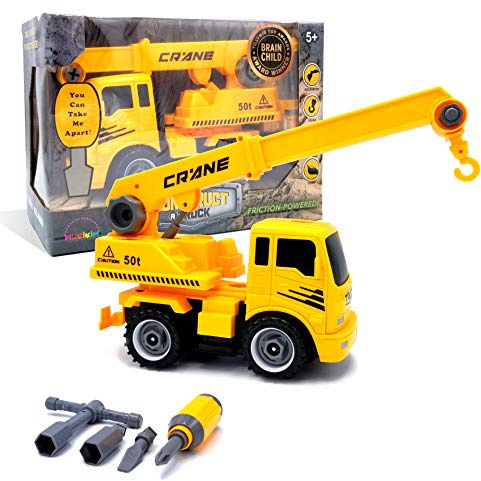 MUKIKIM Construct A Truck - Crane. Take it Apart & Put it Back Together + Friction Powered(2-Toys-in-1!) Awesome Award Winning Toy That Encourages Creativity! …