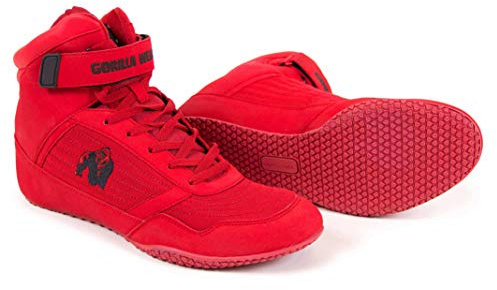 Gorilla Wear High Tops Red rot - schwarzes Logo - Bodybuilding und Fitness Schuhe für Damen und Herren, Rot - Schwarzes, 45 EU
