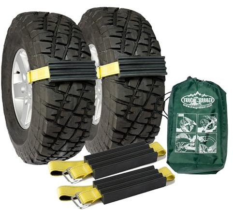 TRACGRABBER Tire Traction Device for Trucks & Large SUVs, Set of 2 -Made in the USA, Anti Skid Emergency Tire Straps to Get Unstuck from Snow, Mud, & Sand -Snow Traction Mat or Tire Chain Alternative