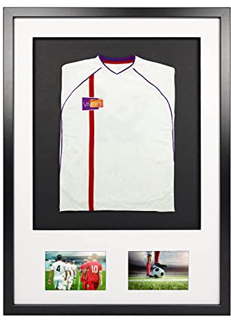 Vivarti Infant 3D Double Aperture Frame 50x70– Black Frame with White Mount & Black Backing Card – Infant Shirt & Photo Display Memorabilia
