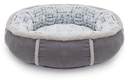 Rosewood 04370 Hundebett in Donut-Form mit Dicker Plüsch-Innenseite, grau, Länge: 50 cm