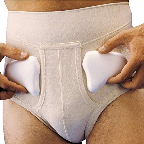 MANIFATTURA BERNINA Derby 65134P (Taglia 4) - Slip Maschile erniario Contenitivo Aperto Rinforzo Interno Cotone con Cuscinetti per contenimento ernia