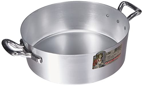 Ollas Baja cazuela Agnelli, Aluminio BLTF, con 2 Asas en Acero Inoxidable, Plata, 30 cm