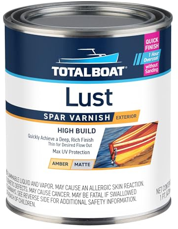 TotalBoat Lust Marine Varnish, High Gloss and Matte Finish for Wood, Boats, Outdoor Furniture (Matte, Pint)