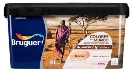 Bruguer Colores del Mundo Pintura para paredes monocapa Kenia Matiz de Marrón 4 L
