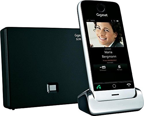 Gigaset SL910A - Schnurloses Design-Telefon mit Anrufbeantworter - großes 3,2 Touchscreen - Full-Touch Benutzeroberfläche - edles Echtmetall-Rahmen - individuelle Menükonfiguration, schwarz